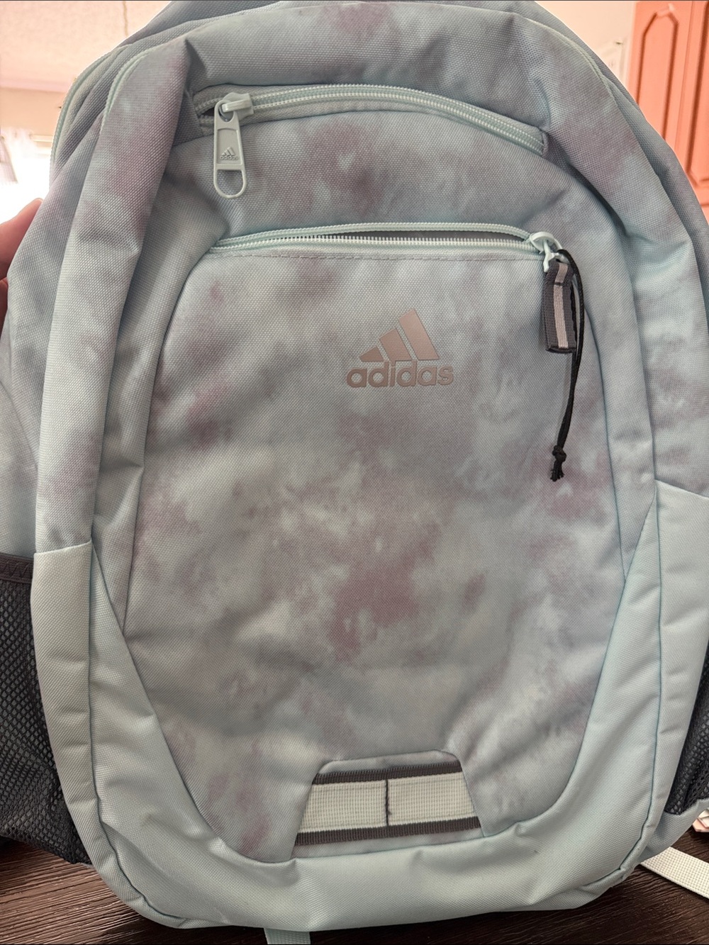 adidas Light Blue and Mauve Tie-Dye Backpack